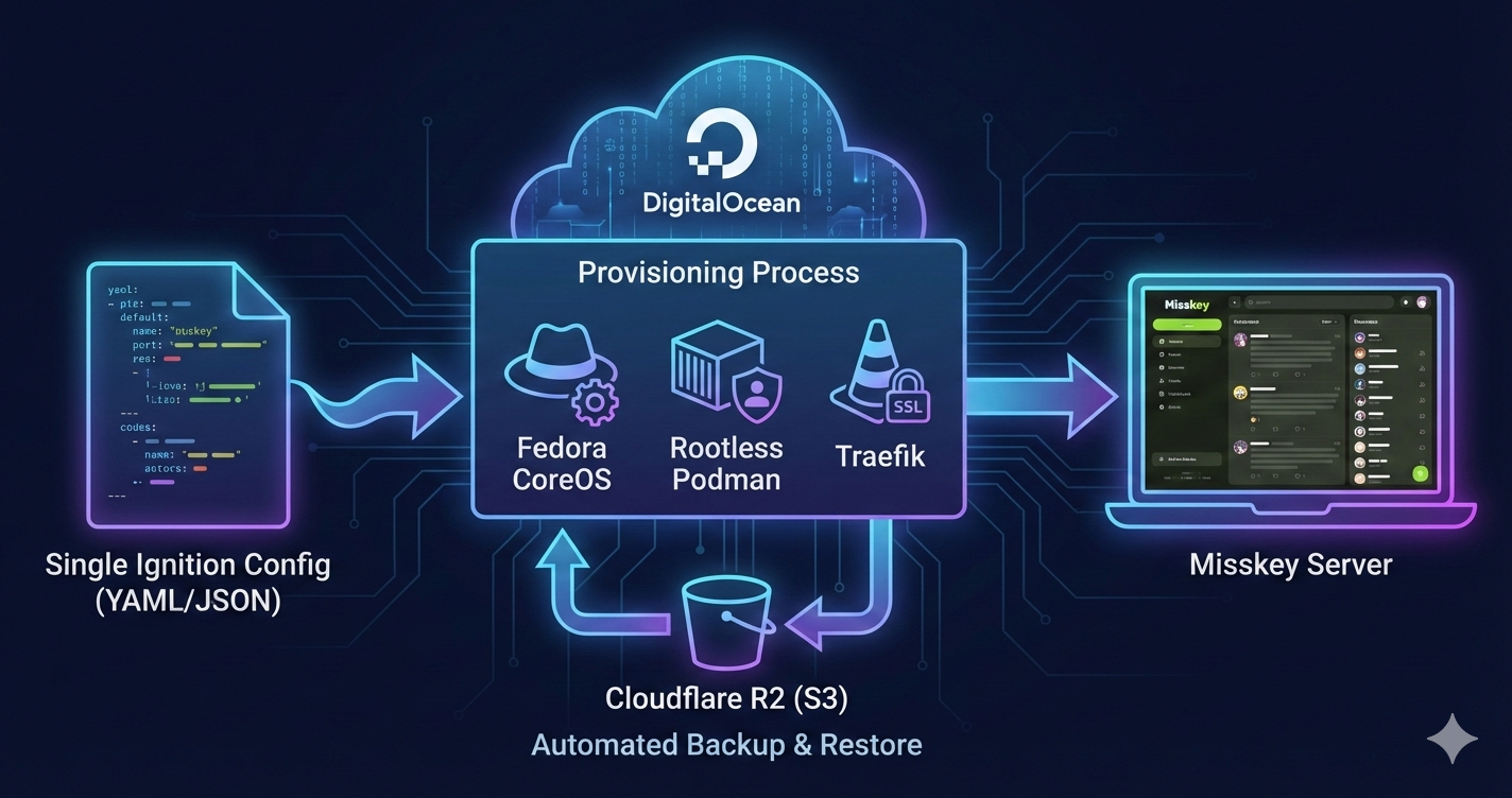 使用 Fedora CoreOS 在雲端部署 Misskey 聯邦宇宙節點